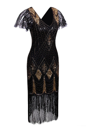 Black Flapper Sequins 1920s Dress