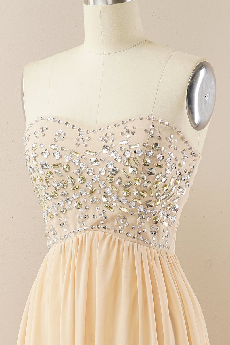 Load image into Gallery viewer, Champagne Sweetheart A Line Chiffon Prom Dress
