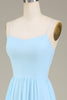 Load image into Gallery viewer, A-Line Spaghetti Straps Sky Blue Chiffon Long Bridesmaid Dress