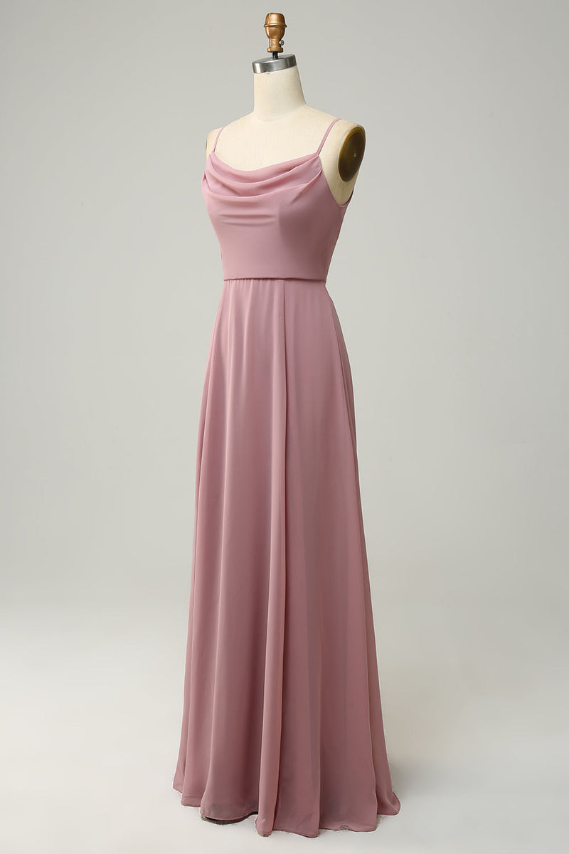Load image into Gallery viewer, Spaghetti Straps A Line Sleeveless Long Bridesmaid Dress