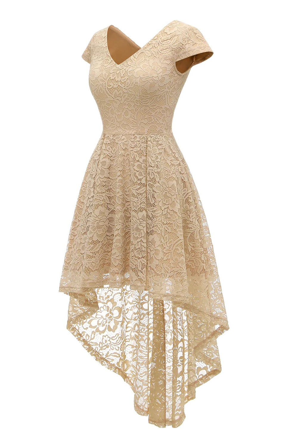 Champagne High-low Lace Dress