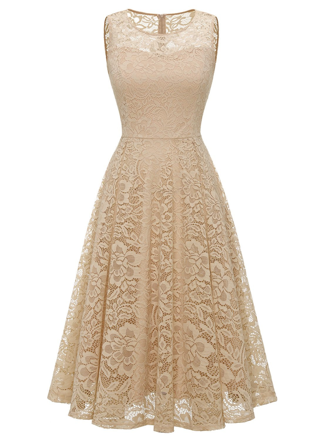 Champagne Lace Dress with Pockets