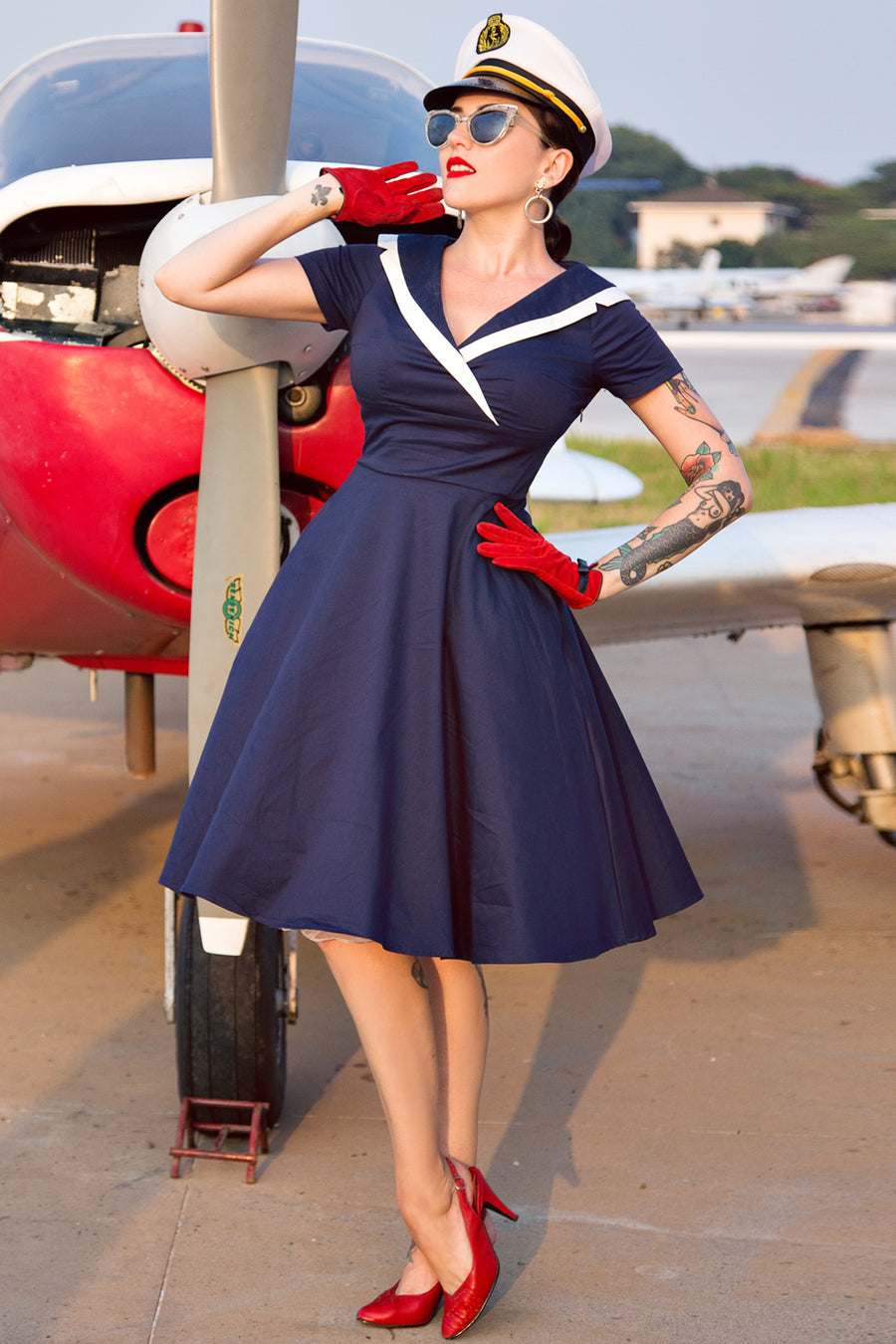 Blue rockabilly dress best sale