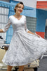 Load image into Gallery viewer, White 3/4 Sleeves Formal Dress