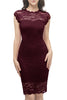 Load image into Gallery viewer, Burgundy Bodycon Lace Dress