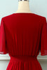 Load image into Gallery viewer, Red V Neck Buttons Summer Dress