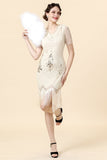 Champagne Sequins Fringed Flapper Dress with 20s Accessories Set