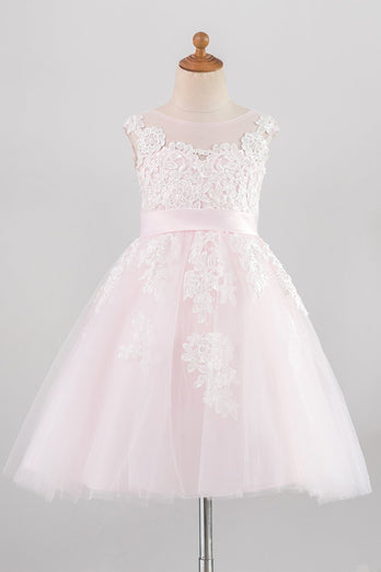 Light Pink Flower Girl Dress with Appliques