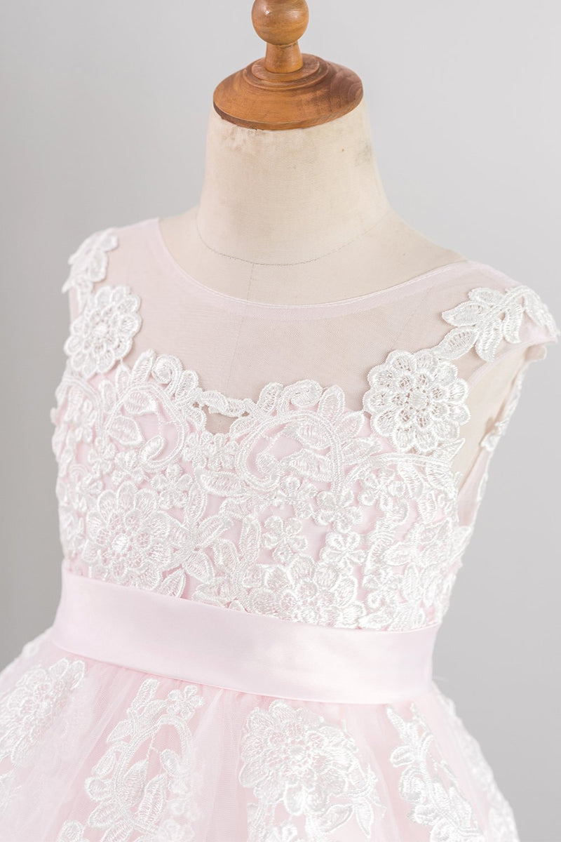 Load image into Gallery viewer, Light Pink Flower Girl Dress with Appliques