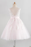 Light Pink Flower Girl Dress with Appliques