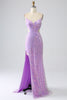 Load image into Gallery viewer, Sparkly Mermaid Spaghetti Straps Sequins Prom Dress with Slit