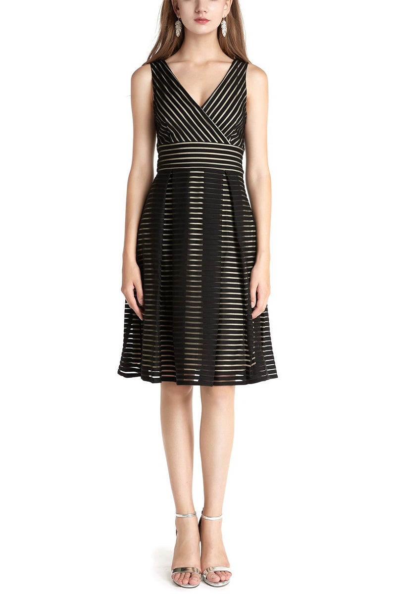 Load image into Gallery viewer, A Line V Neck Black Holiday Dress