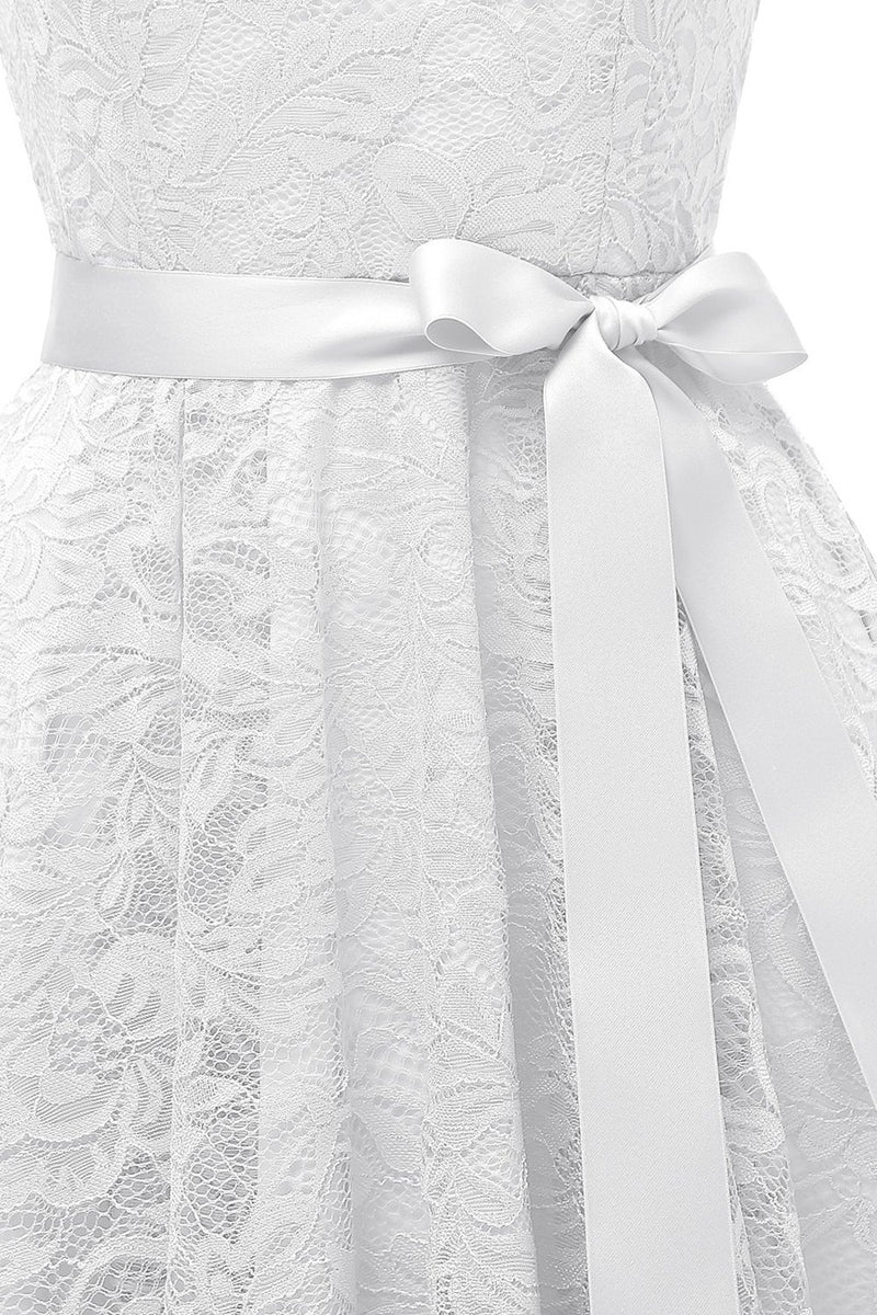 Load image into Gallery viewer, White Lace High-low Dress