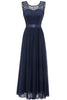 Load image into Gallery viewer, Navy Long Lace Bridesmaid Dress