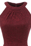 Burgundy High Low Lace Dress