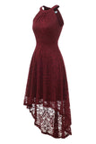 Burgundy High Low Lace Dress