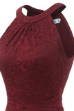 Burgundy High Low Lace Dress