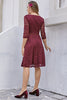 Load image into Gallery viewer, Burgundy Lace Dress with 3/4 Sleeves