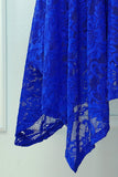 Asymmetical Royal Blue Lace Dress