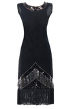 Black Sequins Fringe 1920s Flapper Dress