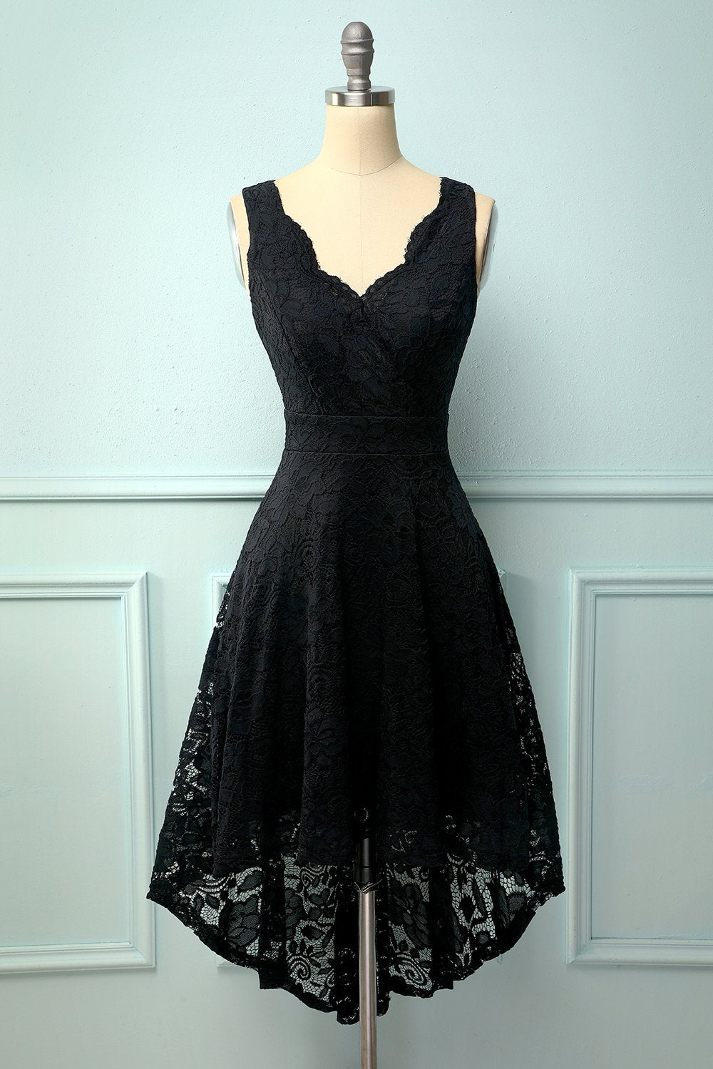 Black V-Neck Lace Dress