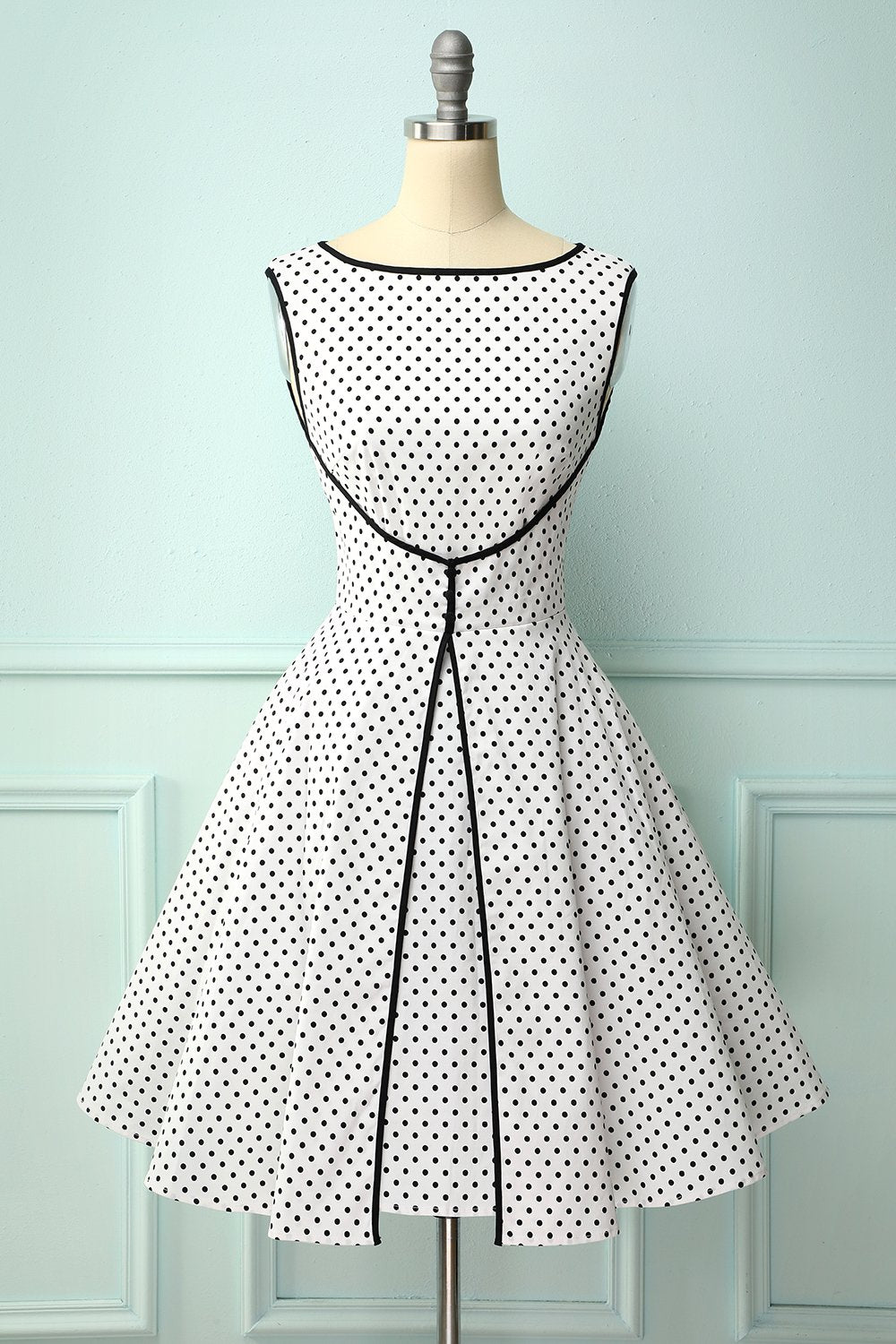 Faked Two Piece Dots Dress