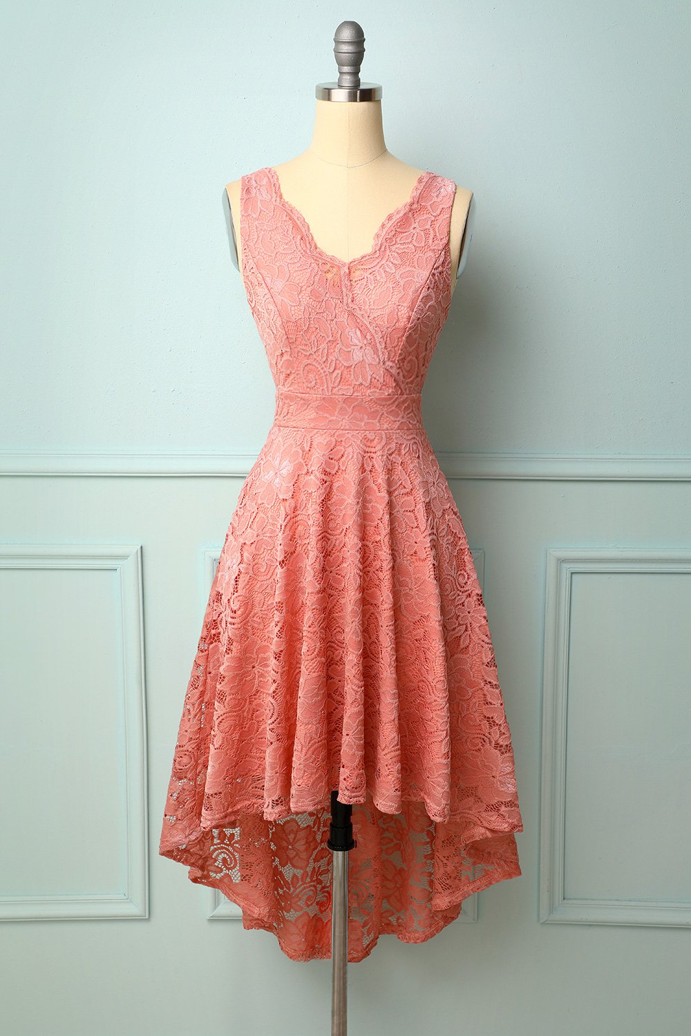 Blush V-Neck Lace Dress