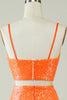 Load image into Gallery viewer, Two Piece Orange Sequins Tight Homecoming Dress