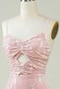 Load image into Gallery viewer, Velvet Sequins Pink Tight Homecoming Dress with Hollow-out