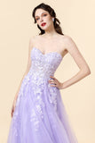 A Line Sweetheart Purple Long Prom Dress with Appliques