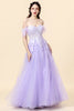 Load image into Gallery viewer, A Line Sweetheart Purple Long Prom Dress with Appliques