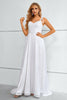 Load image into Gallery viewer, White Spaghetti Straps Bowknot Prom Dress With Slit