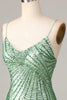 Load image into Gallery viewer, Club Chic Sheath Spaghetti Straps Green Sequins Short Homecoming Dress with Criss Cross Back
