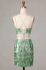 Load image into Gallery viewer, Ultimate Glow Two Piece Spaghetti Straps Green Sequins Short Homecoming Dress