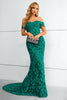 Load image into Gallery viewer, Dark Green Off The Shoulder Mermaid Prom Dress With Appliques