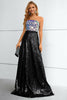 Load image into Gallery viewer, Black Sequined Strapless Prom Dress