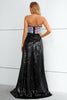 Load image into Gallery viewer, Black Sequined Strapless Prom Dress