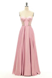 Blush Beaded Sweetheart Long Prom Dress