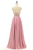 Blush Beaded Sweetheart Long Prom Dress