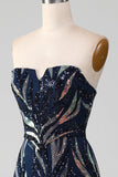 Sparkly Navy Mermaid Sequins Long Prom Dress