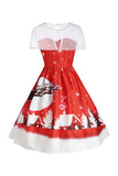 Christmas Snowflake Red Vintage Print Dress