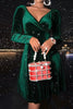 Load image into Gallery viewer, V-Neck Green Velvet Christmas Dress