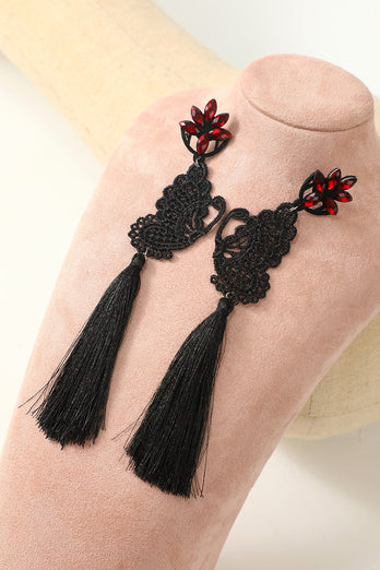 Butterfly Fringe Halloween Party Earrings with Beading