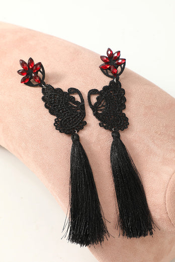 Butterfly Fringe Halloween Party Earrings with Beading