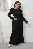 Plus Size Lace Black Long Sleeves Mother Of The Bride Dress