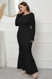 Plus Size Lace Black Long Sleeves Mother Of The Bride Dress