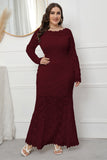 Plus Size Lace Black Long Sleeves Mother Of The Bride Dress