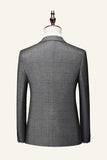 Grey Plaid 3 Piece Notched Lapel Men's Wedding Suits