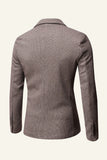 Khaki Tweed Notched Lapel Men Wedding Blazer