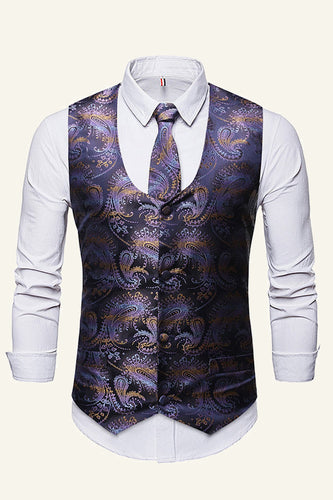 Single Breasted Lapel Print Men's Suit Vest